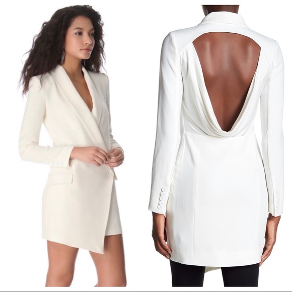 Haute Hippie Jackets & Blazers - Haute Hippie Women's White Extra Long Blazer Dress